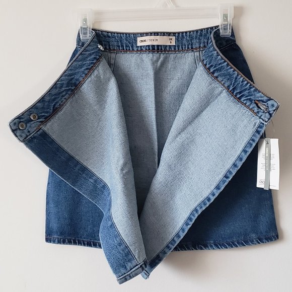 Denim Wrap Skirt in Stonewash Blue - Picture 6 of 8
